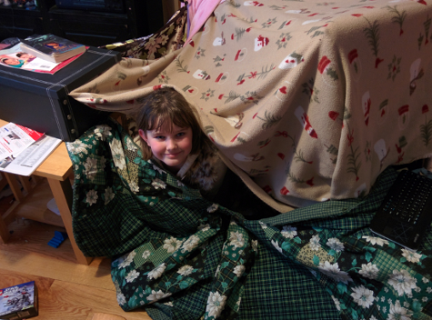 Alpha and Beta made a blanket fort.